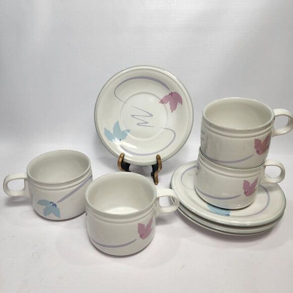 Studio Nova Double Up JF011 His Her Blossom Flower Coffee Cup Mug 4 Saucers/Mugs - Picture 2 of 11